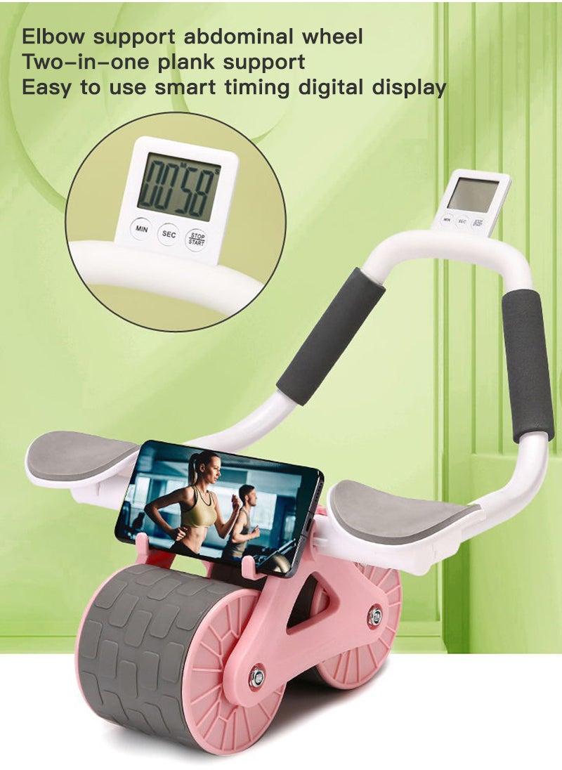 Glanfen Multifunctional Abdominal Fitness Wheel, Automatic Rebound Abdominal Curling Wheel, Abdominal Muscle Training Tool (With Timer and Mobile Phone Holder)  - Image 5