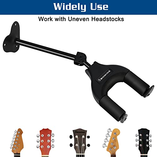 RANMING Guitar Wall Hook Hanger Metal Base Wall Mount Hangers Lengthen Auto Locking Guitar Hangers Accommodates Many Styles Instrument Display (Black) - Image 3