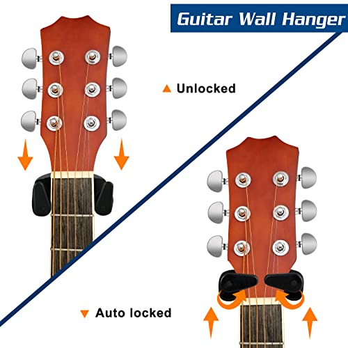 RANMING Guitar Wall Hook Hanger Metal Base Wall Mount Hangers Lengthen Auto Locking Guitar Hangers Accommodates Many Styles Instrument Display (Black) - Image 2