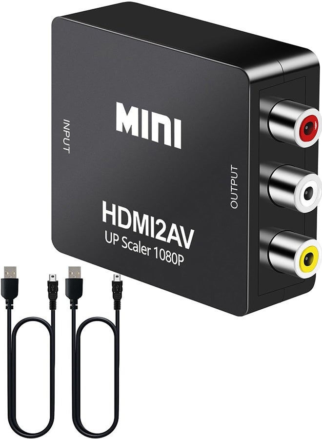 Tersely HDMI to RCA, HDMI to AV, 1080P HDMI to 3RCA CVBS AV Composite Video Audio Converter Adapter Supports PAL/NTSC for PC Laptop HDTV DVD-Black Downscaling [Extra HDMI Cable Included] - Image 1