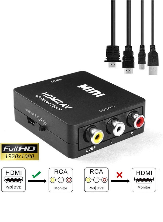 Tersely HDMI to RCA, HDMI to AV, 1080P HDMI to 3RCA CVBS AV Composite Video Audio Converter Adapter Supports PAL/NTSC for PC Laptop HDTV DVD-Black Downscaling [Extra HDMI Cable Included] - Image 4