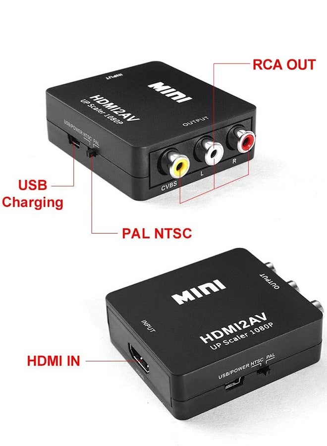 Tersely HDMI to RCA, HDMI to AV, 1080P HDMI to 3RCA CVBS AV Composite Video Audio Converter Adapter Supports PAL/NTSC for PC Laptop HDTV DVD-Black Downscaling [Extra HDMI Cable Included] - Image 3