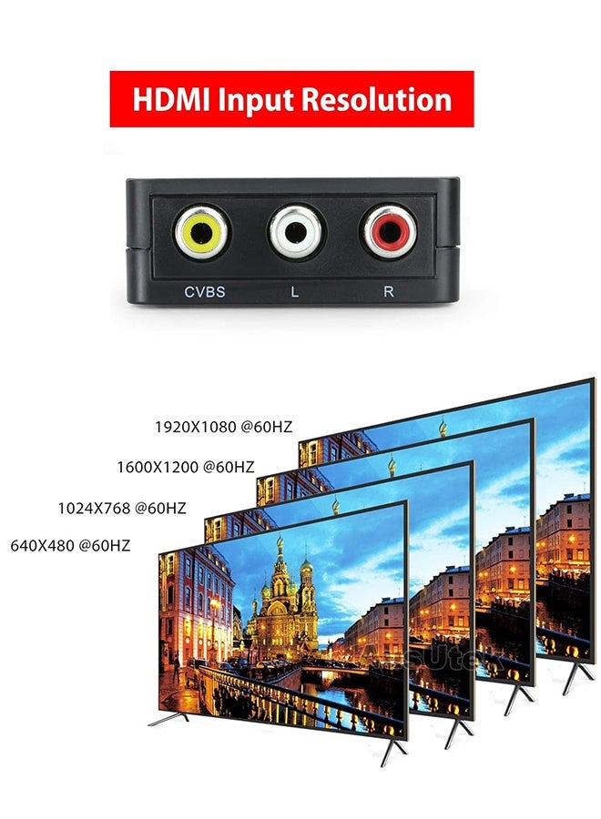 Tersely HDMI to RCA, HDMI to AV, 1080P HDMI to 3RCA CVBS AV Composite Video Audio Converter Adapter Supports PAL/NTSC for PC Laptop HDTV DVD-Black Downscaling [Extra HDMI Cable Included] - Image 5