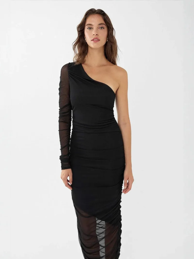 زوبعة فستان ماكسي ضيق بذراع واحدة