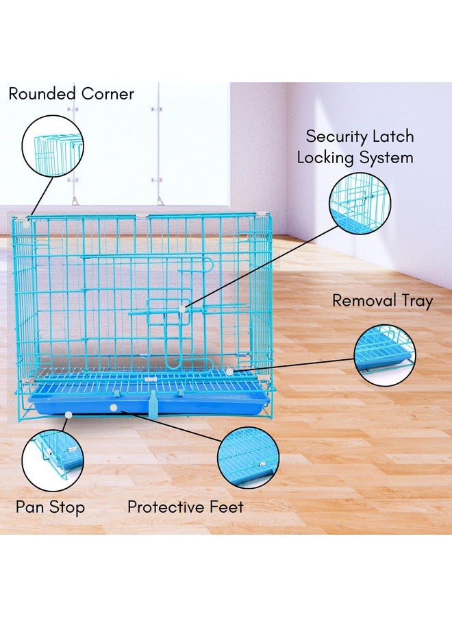 18 Inch Single Door Blue Folding Metal Dog Cage/Crate/Kennel With Removable Tray - Image 4