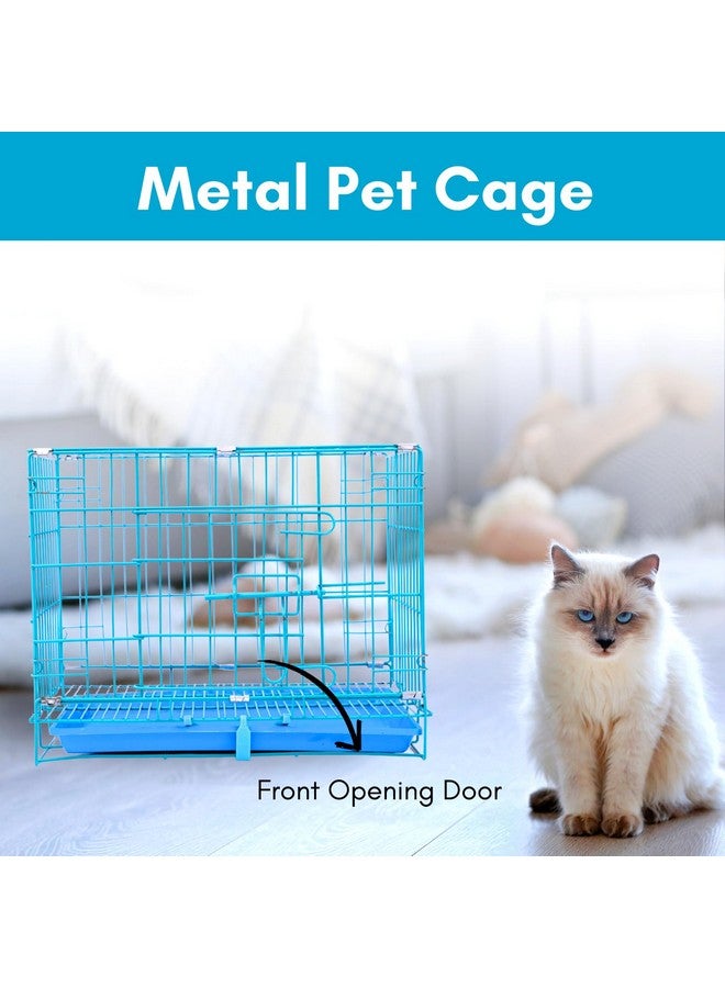 18 Inch Single Door Blue Folding Metal Dog Cage/Crate/Kennel With Removable Tray - Image 3