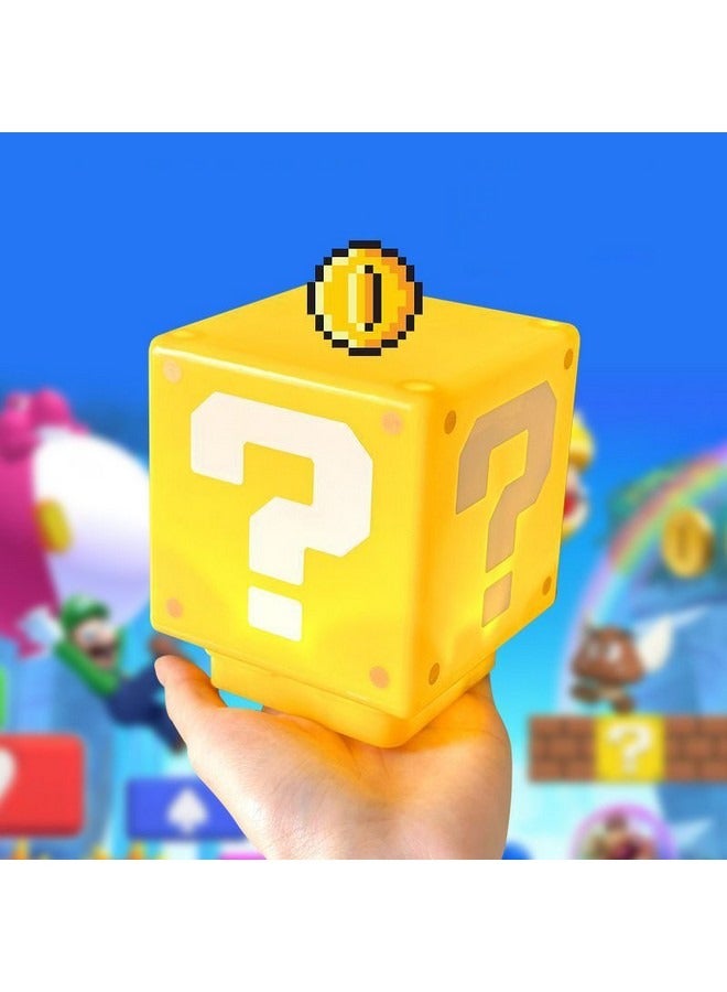 Super Mario Question Mark Cartoon  Night Light for Kids and Fans, Rechargeable Bedside Light with Game Sound Effect, Creative Gift Home Decoration Ambient Lamp Desk Lamp with USB Power Cable  - Image 2