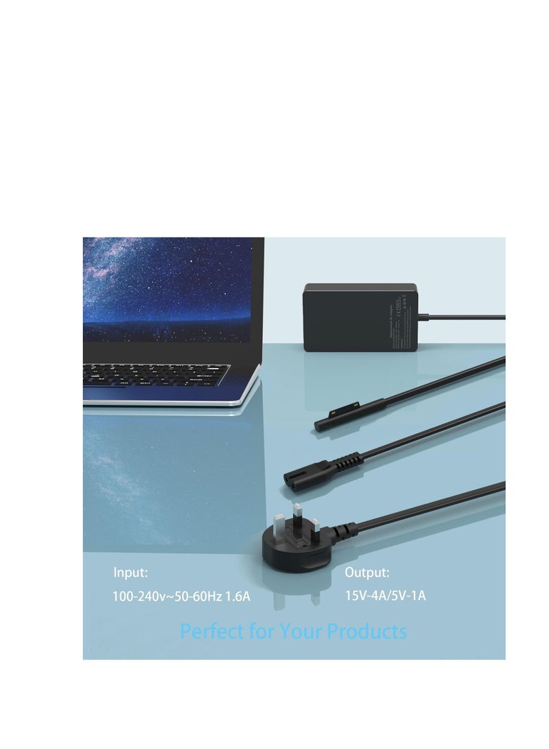 Terabyte 65W Surface Pro Charger Compatible Microsoft Surface Pro X/9/8/7/6/5/4/3 Surface Laptop1/2/3/4 Surface Go1/2/3 Surface Book 1/2/3 with USB Charging Port - Image 5