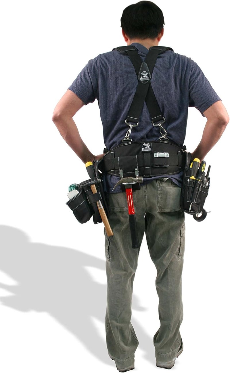 Gatorback Pro-Comfort Back Support Belt Black w/White Stitching. 1250 Duratek Nylon Belt with Molded Air Channel Padding, Carrying Handles and Suspender Loops (Extra Large 40-44 Inch Waist) - Image 5