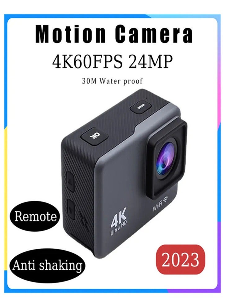Generic 4K HD WiFi Anti-Shake Sports Camera Waterproof Remote Control Sports Camera with 128GB U3 Card, Remote Control and Accessories  - Image 2
