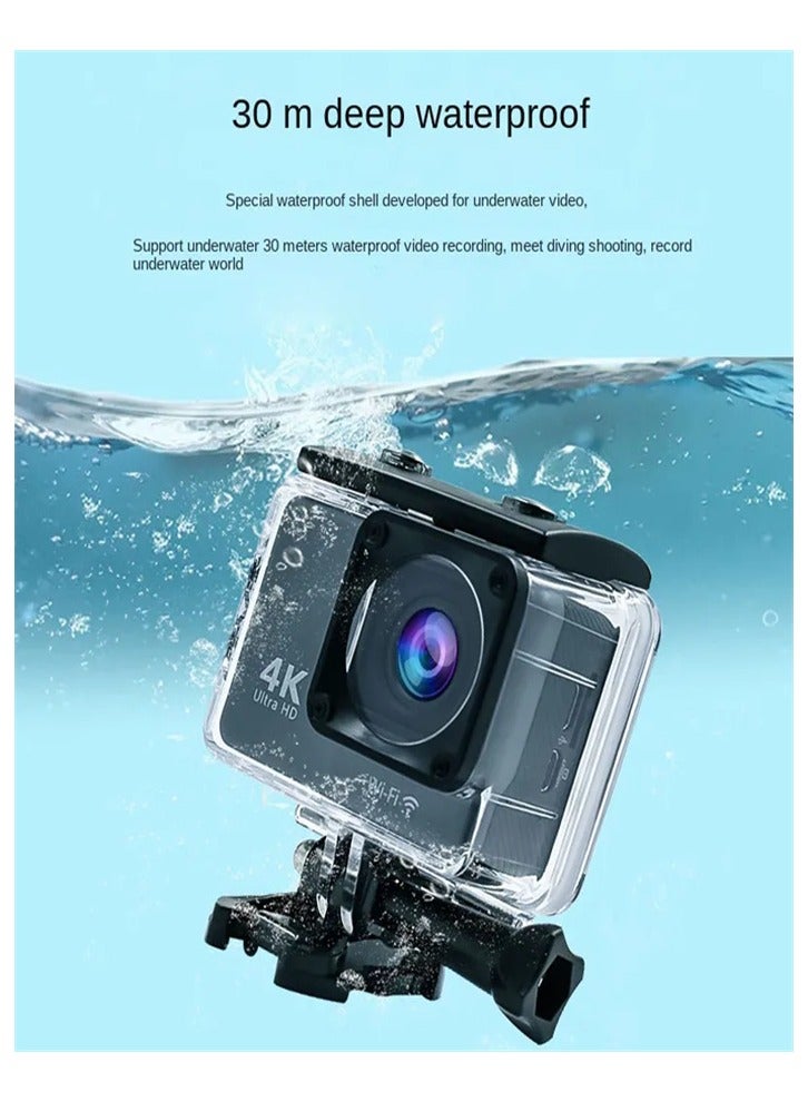 Generic 4K HD WiFi Anti-Shake Sports Camera Waterproof Remote Control Sports Camera with 128GB U3 Card, Remote Control and Accessories  - Image 5
