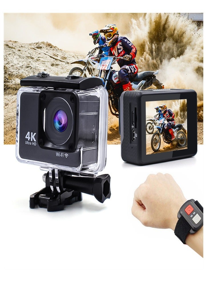Generic 4K HD WiFi Anti-Shake Sports Camera Waterproof Remote Control Sports Camera with 128GB U3 Card, Remote Control and Accessories  - Image 4