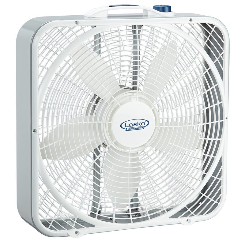 Lasko Lasko WeatherShield Performance Box Fan 3 Speeds Innovative Wind Ring System for Up to 30 More Air Carry Handle for Bedroom Office Home 20 Inch White 3720 