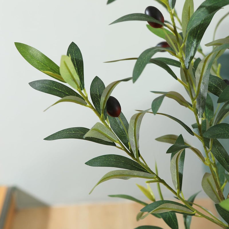 LOMANTO Artificial Olive Trees, 6 ft Tall Fake Olive Trees for Indoor, Faux Olive Silk Tree, Large Olive Plants with White Planter for Home Decor and Housewarming Gift, 1 Pack - Image 4