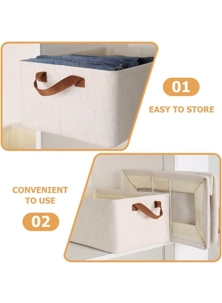 XiuWoo Storage Box 3pcs, Clothes Storage Foldable Clothes Organizers Storage Containers with Reinforced Handle Storage Basket for Clothing, Blanket, Comforters, Bed Sheets, Pillows and Toys 47×28×20 cm  - Image 3