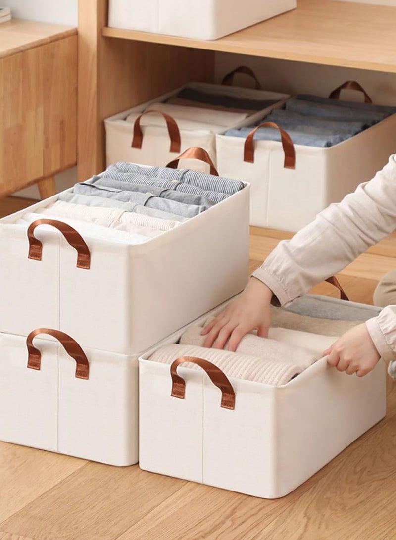 XiuWoo Storage Box 3pcs, Clothes Storage Foldable Clothes Organizers Storage Containers with Reinforced Handle Storage Basket for Clothing, Blanket, Comforters, Bed Sheets, Pillows and Toys 47×28×20 cm  - Image 1