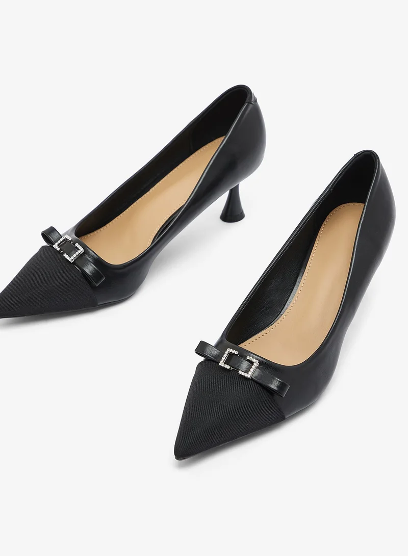 ELLA Bow Detail Kitten Heel Pumps