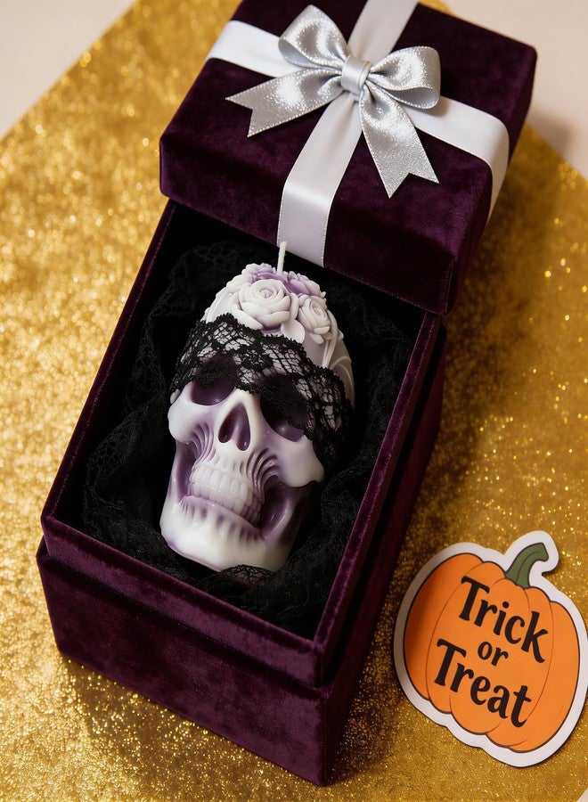 T-shin Skull Shaped Scented Candle,143G Halloween Rose Flowers of Evil Handmade Aroma Soy Wax Decorative Candle for Table Photo Prop Gift,Prefect for All Saints' Day Party Decoration - Image 3