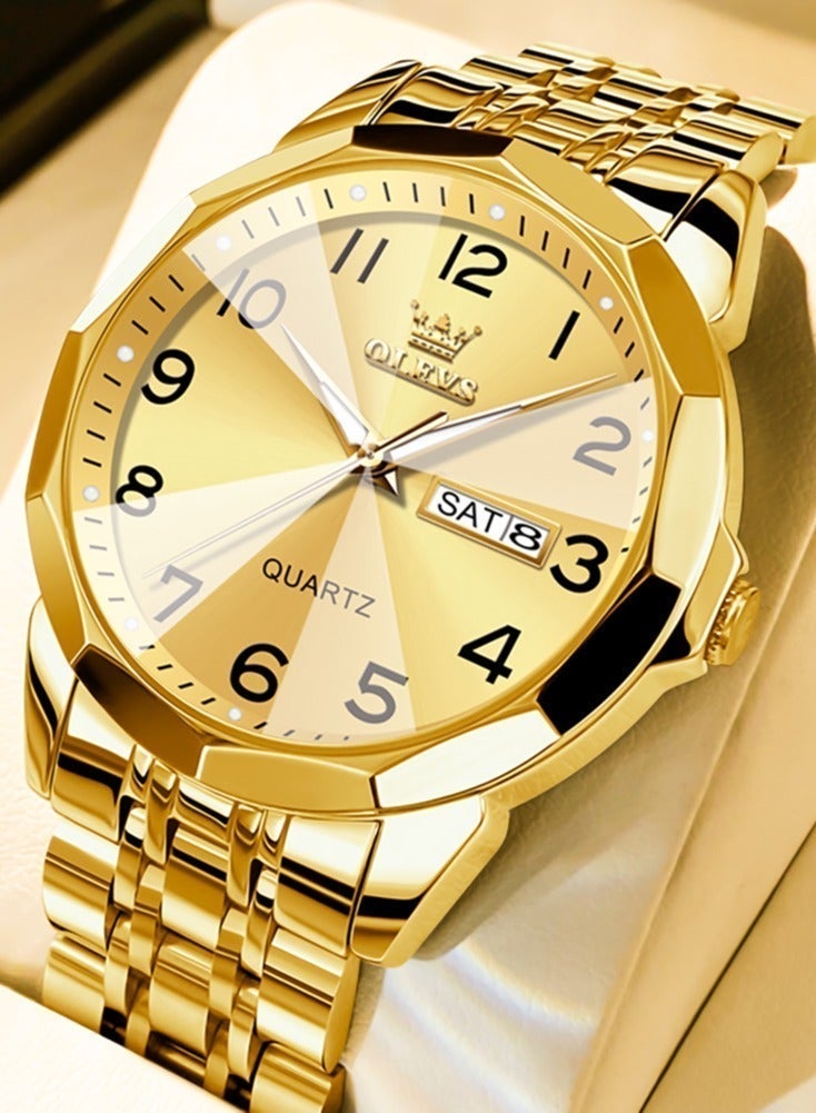 أوليفز ساعة يد رجالية مقاومة للماء، ساعة رقمية كوارتز للرجال، ساعة يد مضيئة من الفولاذ المقاوم للصدأ، تعرض التاريخ والأيام. - Image 2