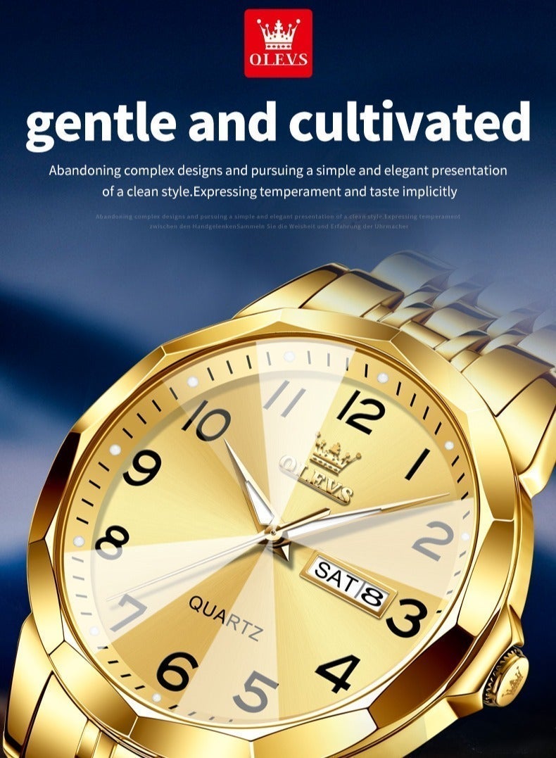 أوليفز ساعة يد رجالية مقاومة للماء، ساعة رقمية كوارتز للرجال، ساعة يد مضيئة من الفولاذ المقاوم للصدأ، تعرض التاريخ والأيام. - Image 5