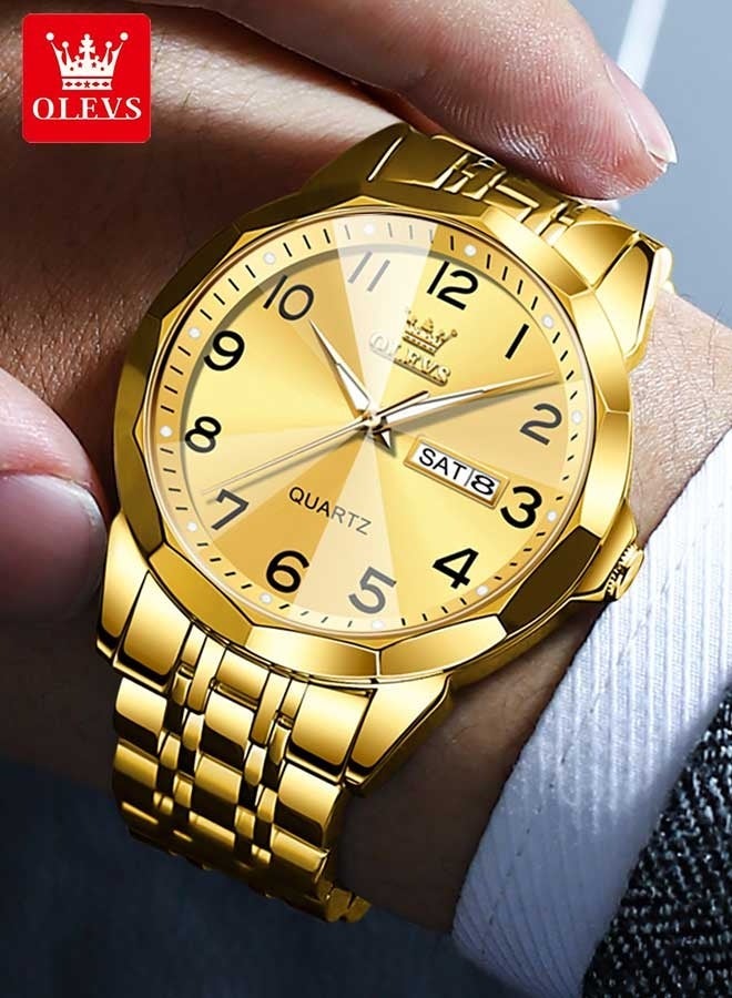 أوليفز ساعة يد رجالية مقاومة للماء، ساعة رقمية كوارتز للرجال، ساعة يد مضيئة من الفولاذ المقاوم للصدأ، تعرض التاريخ والأيام. - Image 1