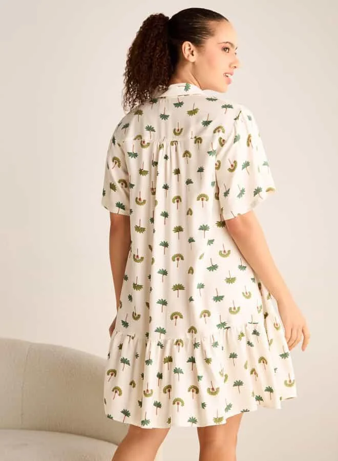 Splash FAV Set of 2 - Assorted Night Dress with Collar and Short Sleeves