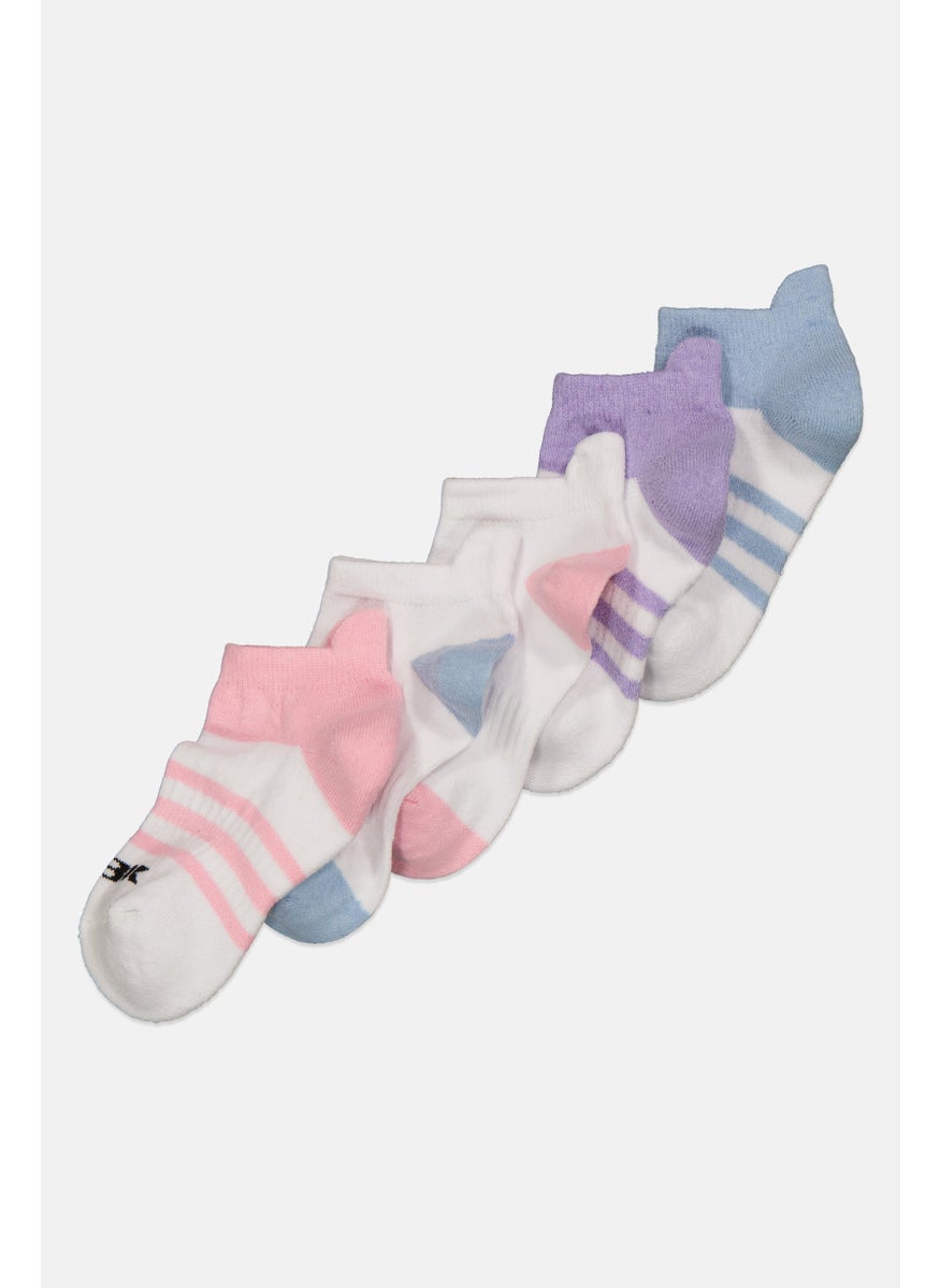 RBX Kids Girl 5 Pairs Brand Logo Socks, White  - Image 2