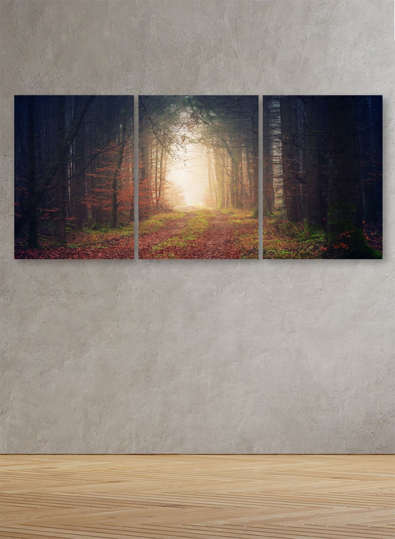 ماركتنا لوحة جدارية فنية لتزين الحائط بتصميم طبيعة، ثلاث قطع ،مقاس120X60سم - Image 1