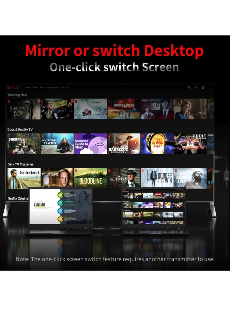 Captaintech Wireless HDMI Transmitter and Receiver, 4K HDMI Wireless Extender, Plug & Play, Portable Full HD Wireless HDMI Kit, Support 5G/2.4G for Streaming Video and Audio to Monitor from Laptop/Tv Box - Image 4