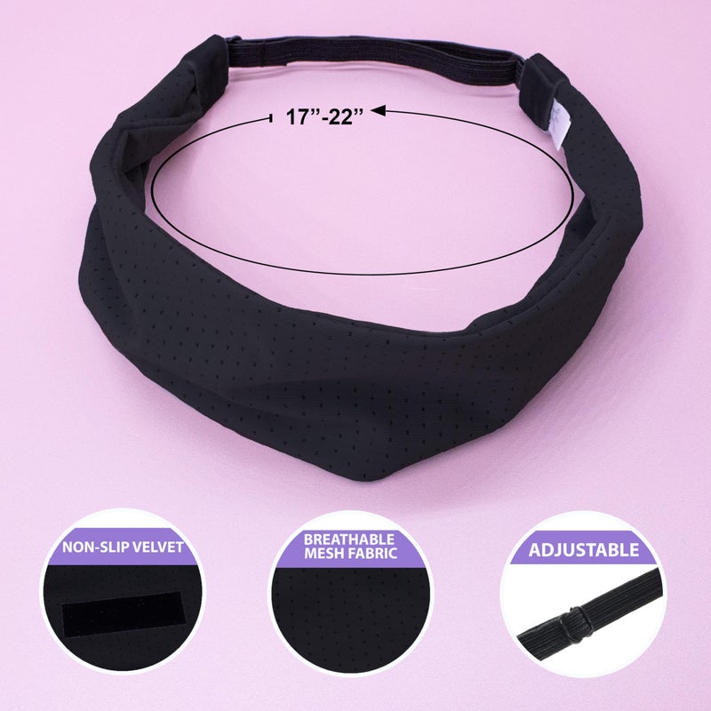 FROG SAC Sport Headbands for Girls, Adjustable No Slip Sweat Wicking Athletic Hair Bands for Women, Stretch Elastic Workout Headband with Velvet Grip for Yoga Running Exercise Gym (Black) - Image 4