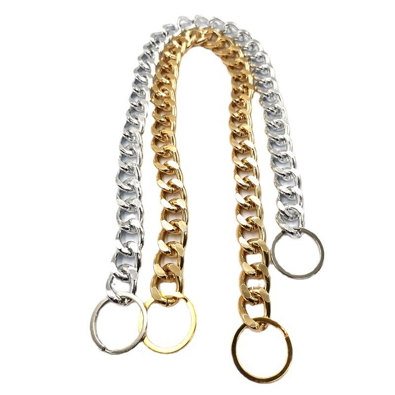 Large Pet Metal Double Ring P Chain Collar Method Dou Golden Hair Dog Neck Ring Grinding Chain Pet Gold Necklace - Image 5