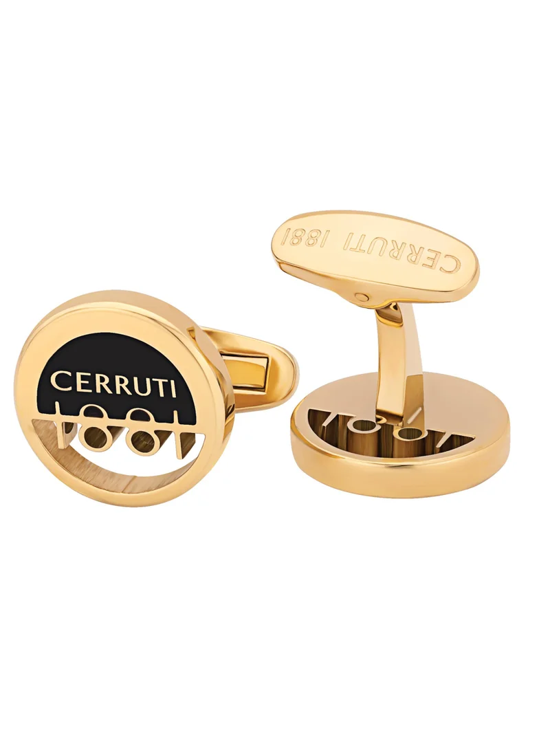 CERRUTI 1881 Gold Plated and Black Cufflinks with Cerruti 1881 Logo