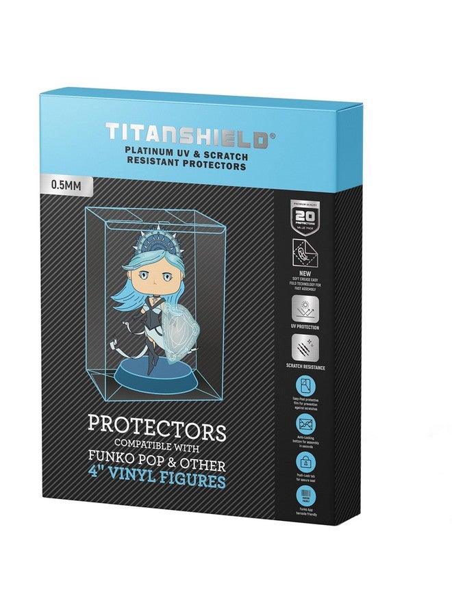 TitanShield 0.5mm Platinum UV and Scratch Resistant Pop Protectors Sleeve Case Compatible with Funko - 4" Inch Pop! Vinyl Figures (20 Count) - Image 1