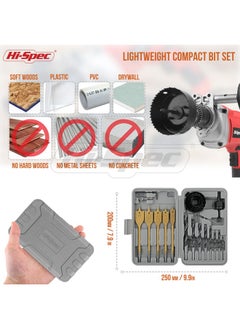 Hi-Spec Hi-Spec 21pc Wood Hole Saws, Brad Points & Spade Drill Bit Set for Drill Drivers in a Compact Tool Kit Case  - Image 4