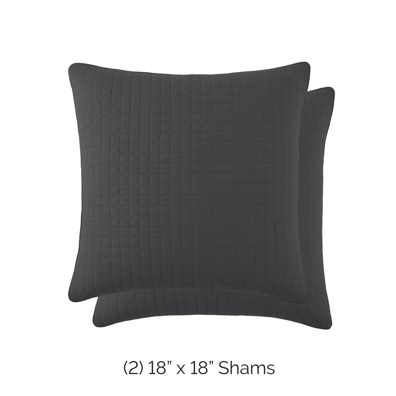 Southshore Fine Livi Southshore Fine Linens - VILANO Springs - Pair of Quilted Pillow Sham Covers (No Inserts)  18"" x 18""  Slate  - Image 2