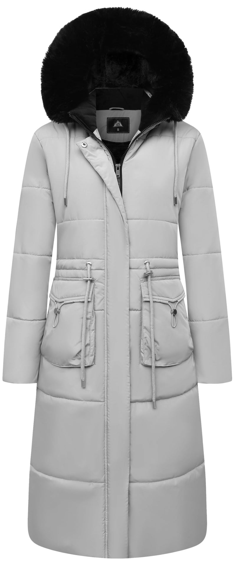 MOERDENG Womens Long Winter Puffer Coat Waterproof Warm Maxi Down Jacket Faux Fur Removable Hood Parka