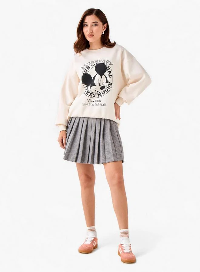 SP Characters Oversized Sweatshirt with Mickey Mouse Print Polyester Blend