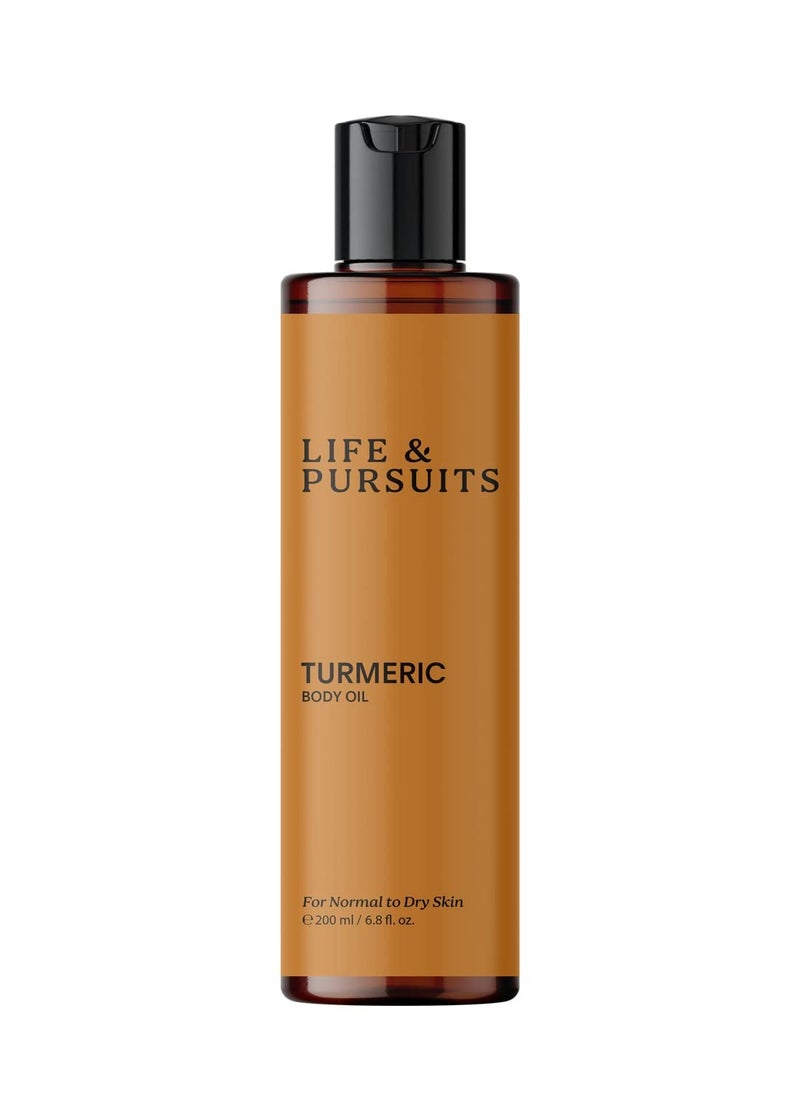 Life & Pursuits - Life & Pursuits Turmeric Body Oil 6.8 Fl Oz - Ayurvedic Massage Oil with Vitamin E, Coconut Oil, Almond Oil & Squalane| Reduces Dark Spots, Brightens Skin, Hydrates & Moisturizes (6.8 Fl Oz) - Image 1