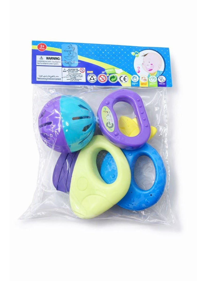 3 لعبه شخيله للاطفال الرضع - شخاليل وعضاضات أطفال حديثي الولادة | طقم عضاضة وسيليكون آمن 3 قطع بألوان زاهية لتخفيف ألم التسنين وتنمية المهارات الحسية +3 شهور - Image 2