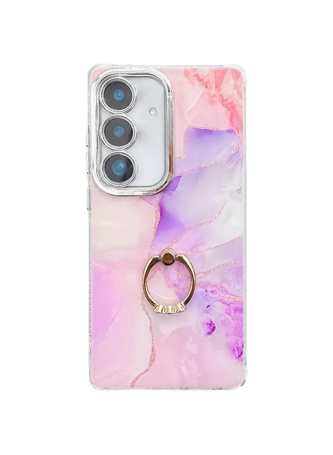 S-TOP Case For Samsung Galaxy A26 5G Electroplated Marble Texture Ring Holder Phone Case - Image 1
