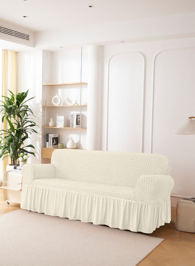 ايست من نون غطاء أريكة 3D قابل للتمدد، قماش ناعم - رائع لحماية الأثاث - 3 مقاعد (200-270 سم) - لون كريمي - Image 2