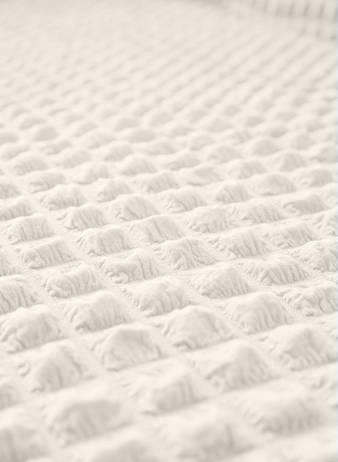 ايست من نون غطاء أريكة 3D قابل للتمدد، قماش ناعم - رائع لحماية الأثاث - 3 مقاعد (200-270 سم) - لون كريمي - Image 4