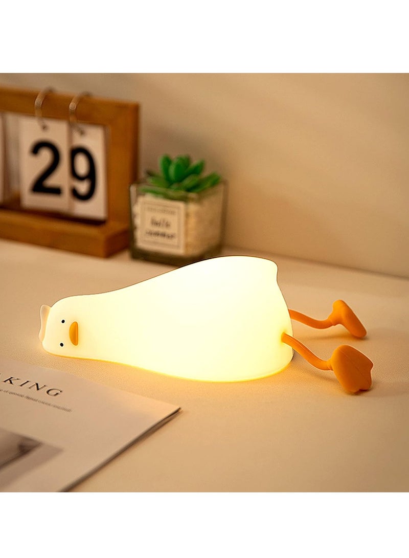 JAJEEK Cute Duck Lying Duck Night Light – Silicone LED Bedside Lamp, Dimmable Touch Control Rechargeable, Baby Night Light for Breastfeeding and Bedroom, Soft & Safe Lighting for Kids - Image 1
