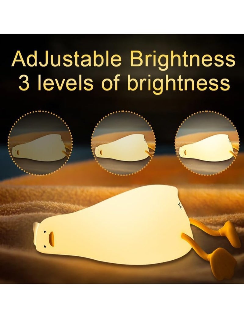 JAJEEK Cute Duck Lying Duck Night Light – Silicone LED Bedside Lamp, Dimmable Touch Control Rechargeable, Baby Night Light for Breastfeeding and Bedroom, Soft & Safe Lighting for Kids - Image 2