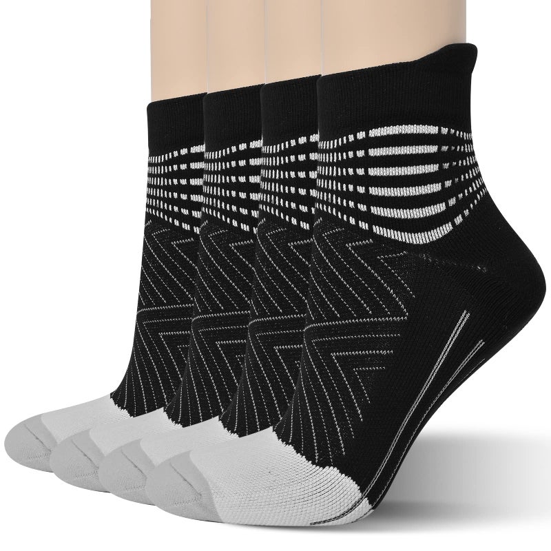 IRAMY Compression Ankle Support Running Socks Women Coolmax 2 Pairs Quarter Athletic Cushioned Plantar Fasciitis Socks - Image 1