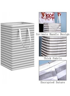 AIWANTO 2PCS Large Collapsible Laundry Bags Laundry Baskets Portable Travel Foldable Hamper  with Easy Carry Handles Freestanding Clothes Hampers for Laundry Bedroom, Dorm, Clothes, Towels, (75L/40*30*60)  - Image 3