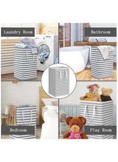 AIWANTO 2PCS Large Collapsible Laundry Bags Laundry Baskets Portable Travel Foldable Hamper  with Easy Carry Handles Freestanding Clothes Hampers for Laundry Bedroom, Dorm, Clothes, Towels, (75L/40*30*60)  - Image 4