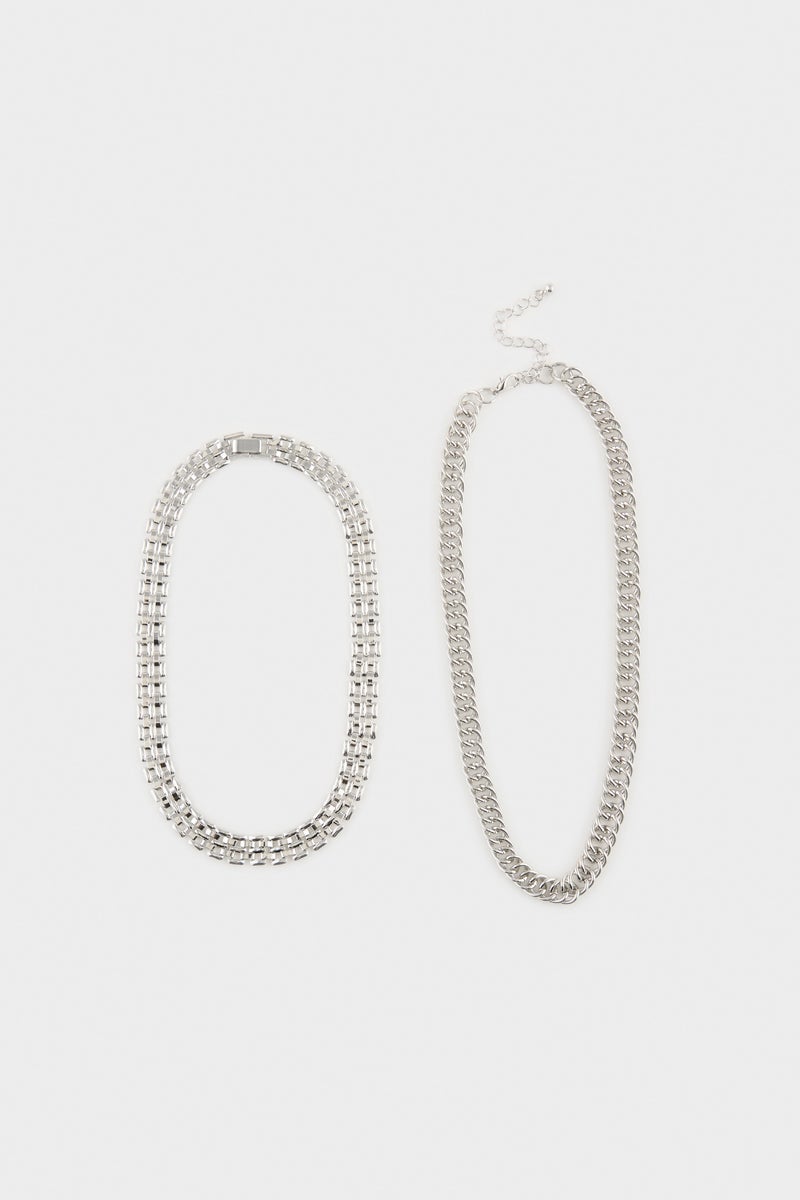 DeFacto Silver Woman Woman 2 Piece Necklace Set Casual - Image 1