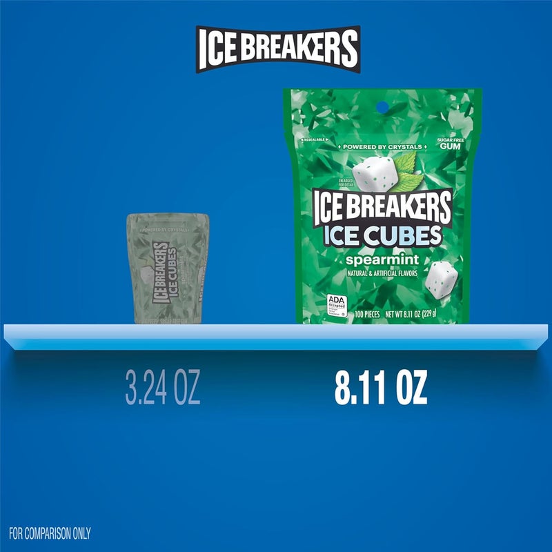 Ice Breakers Sugar Free Ice Cubes Chewing Gum, Spearmint Flavor, 100 Pieces - Image 4