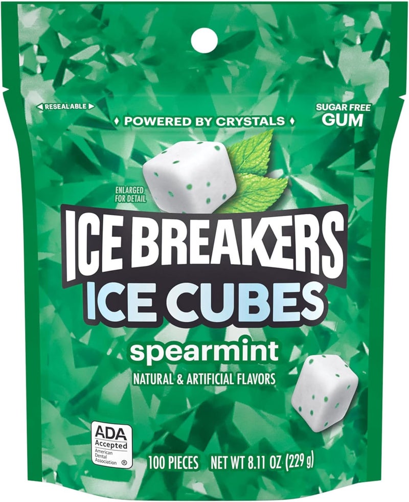 Ice Breakers Sugar Free Ice Cubes Chewing Gum, Spearmint Flavor, 100 Pieces - Image 3